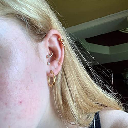 Hoop Earrings for Women, 14K Gold Sterling Silver Chunky Twisted Hoops Earring Hypoallergenic Ear Jewelry - color: Gold-28mm