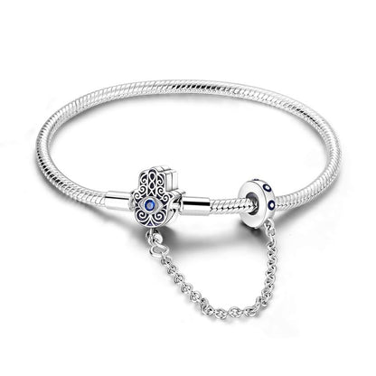 KUNSIR 925 Sterling Silver Snake Chain Bracelet with Safety Chain Charm Bracelets for Women Teen - style: KJB041