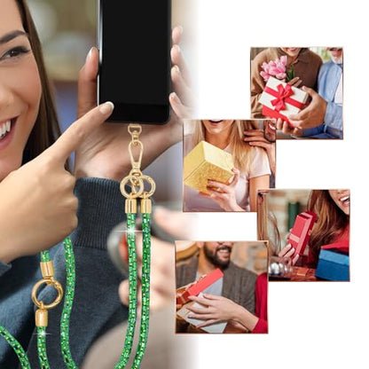 Crystal Cell Phone Strap Crossbody, Green - color: Green