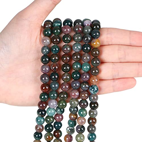 LAIDANLA Indian Agate 8mm Natural Stone Beads Round Loose Gemstone Stone Beads for DIY Bracelet Necklace Earrings Jewelry Making Polishing Genuine Real Beading Crystal 96PCS 2 Strand 32" - color: B-Indian Agate, size: 8mm