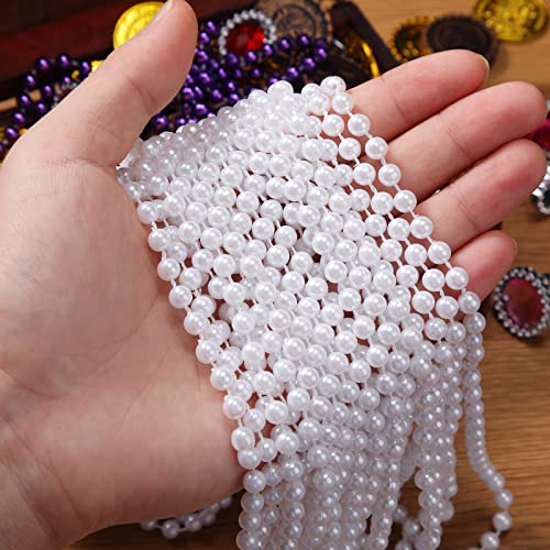 Sureio 12 Pack Fake Pearl Necklace Bulk Long Pearl Women's Girl's Jewelry 1920s White Pearls Party Favors Wedding Bridal Shower Tea Birthday Decorations