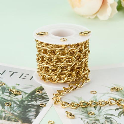 UMAOKANG Gold Chains for Jewelry Making Stainless Steel Twist Cable Chain | 6.6 Feet PVD Gold Plated Bulk Chains Twisted Link Jewelry Chain Roll with Jewelry Supplies Findings - color: Cable (Gold)