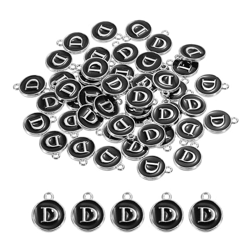MECCANIXITY Alphabet Enamel Letter Charm Jewelry Charm Pendant for Jewelry Making, Bracelet, Craft - style: D