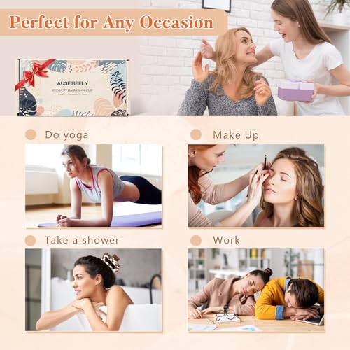 Auseibeely 6 Pcs Checkered Hair Clips for Women, 3.35 Inch Medium Square Claw Clips for Thin Hair, Cute Y2K Checkerboard Hair Accessories, Non-Slip Neutral Tone Banana Jaw Clip, Black White Brown - color: Checkered-3.35 Inch