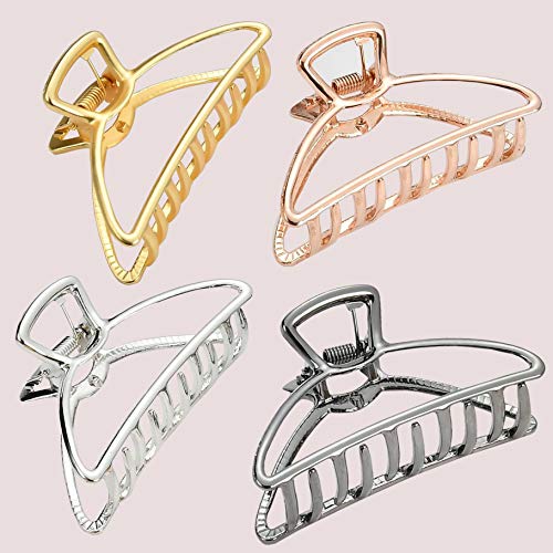 HH&LL Hair Clips, Metal Hair Claw Barrette Clamp Jaw for Women (2, Gold+ Rose Golden) - color: Gold+ Rose Golden