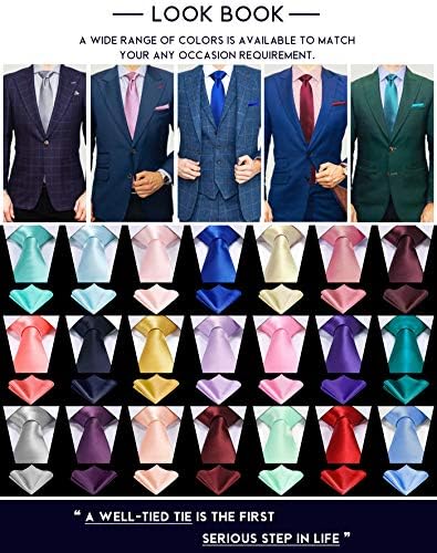 TIE G Solid Satin Woven dyed Color Formal Black Necktie and Pocket Square Sets in Gift Box - color: Emerald Green