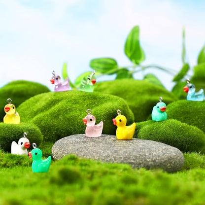 64Pcs Mini Resin Duck Charms, Luminous Duck Beads for Jewelry Making | 32 Solid and 32 Glow in The Dark, Ducks Pendant, DIY Crafts, Bracelet Necklace Earrings Jewelry Making, Party Favors - style: Duck Style