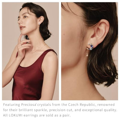 LOKUMI Preciosa Crystal Crescent Earrings | Nickel-Free Hypoallergenic Bijou Earrings | 24K Gold, 18K Pink Gold & Silver Plated, 4 Colors tp-60 - color: Silver Plated & Crystal