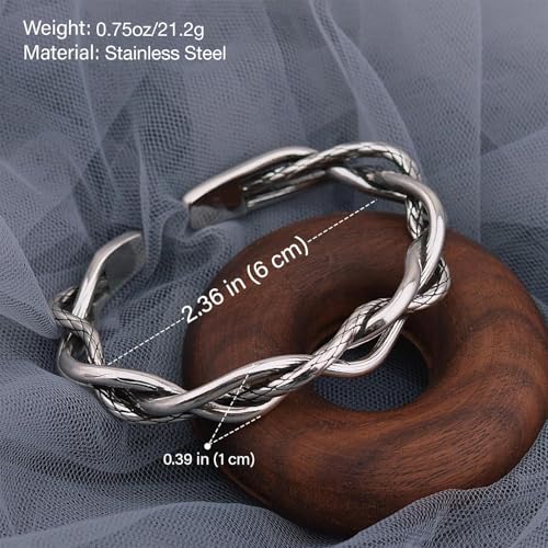 925 Sterling Silver Bangles For Women Handmade Silver Bangles Open Adjustable Bangle Bracelets For Women Silver Open Cuff Bracelets Stackable Wrap Bangles Festival Jewelry Gifts - color: Style 12