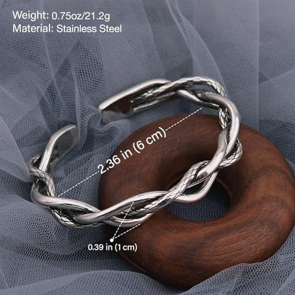 925 Sterling Silver Bangles For Women Handmade Silver Bangles Open Adjustable Bangle Bracelets For Women Silver Open Cuff Bracelets Stackable Wrap Bangles Festival Jewelry Gifts - color: Style 12
