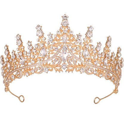 Tiaras and Crowns for Women Crystal Princess Tiaras Rhinestone Queen Crowns For Wedding Bridal Birthday Prom Pageant Party (Tiara 100) - color: Gold White