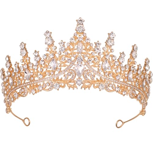 Tiaras and Crowns for Women Crystal Princess Tiaras Rhinestone Queen Crowns For Wedding Bridal Birthday Prom Pageant Party (Tiara 100) - color: Gold White