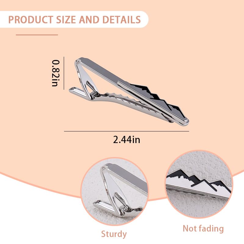 Mens Tie Clips for Husband Dad Boyfriend Birthday Christmas Gifts for Men Novetly Tie Clip for Skinny Ties Bar Clip - style: mountain