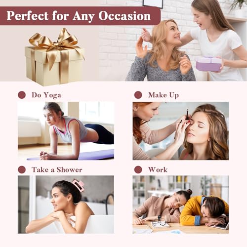 Auseibeely 6 Pcs Medium Claw Clips for Women & Girls, 3.35 Inch Square Hair Clips for Thin/Medium Hair, Strong Hold Non-Slip Banana Jaw Clips Cute Hair Accessories, Pink - color: Pink-3.35 Inch