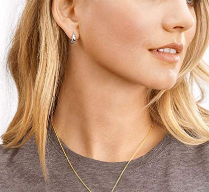 14K Gold Small Hoop Earrings Silver Post Open Hoops Earrings for Women | Hypoallergenic - color: A-Silver
