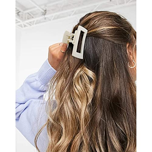 Canitor Hair Claw Clips for Thin Hair 3.1 inches Acrylic Rectangular Hair Clips Tortoise Barrettes French Design Banana Jaw Clips Hair Clips Non-slip Clip - color: black, amber, off white, jelly yellow