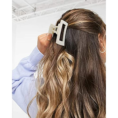 Canitor Hair Claw Clips for Thin Hair 3.1 inches Acrylic Rectangular Hair Clips Tortoise Barrettes French Design Banana Jaw Clips Hair Clips Non-slip Clip - color: black, amber, off white, jelly yellow