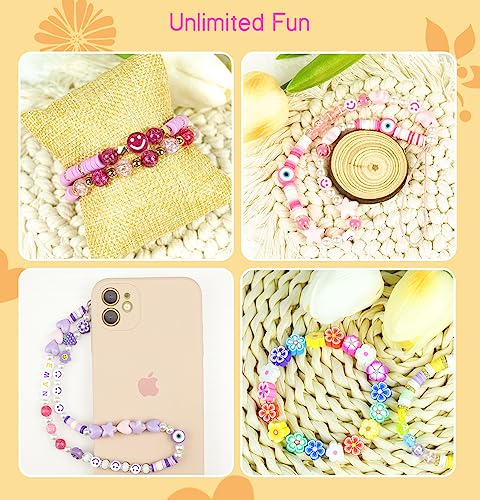 Dowsabel Clay Beads 7500 Pcs Friendship Bracelet Making Kit,2 Boxes 24 Colors Polymer Heishi Beads with Letter Beads for Jewelry Making, DIY Arts and Crafts Gifts Toys for Girls Age 4+ - style: Cute Charm