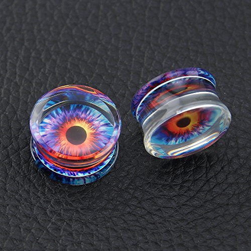 ZS Acrylic Transparent Purple Eyeball Fashion Ear Plugs Tunnel Expander Gauges Piercing - style: Gauge=3/4"(20mm)