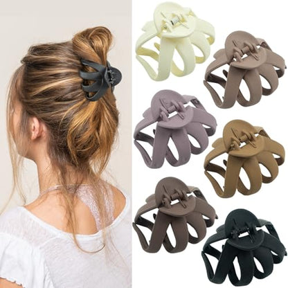 2.8 Inch Medium Octopus Hair Clips for Women, Matte Claw Clips for Thin Hair, Strong Hold Non-slip Spider Octopus Clip for Fine Hair Jaw Clips - color: Neutral-B