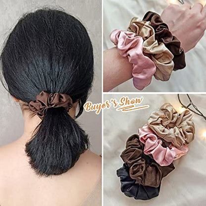 LilySilk Silk Hair Scrunchies for Frizz&Breakage Prevention, 100% Mulberry Silk Hair Ties No Damage, Elastic Silk Ponytail Holders, 1Pc, Chocolate - color: Chocolate