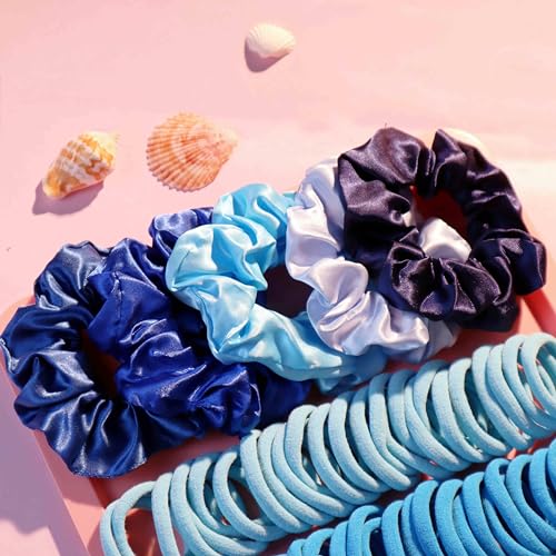YANRONG 755PCS Hair Accessories for Woman Set Seamless Ponytail Holders Variety Hair Scrunchies Hair Bands Scrunchy Hair Ties For Thick and Curly (755PCS (Treasure Blue)) - color: 755PCS (Treasure Blue)