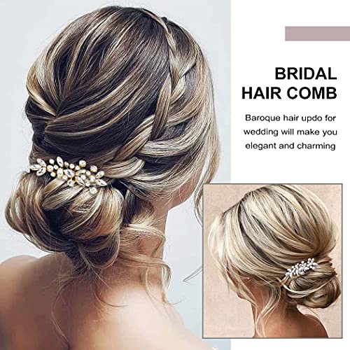 Catery Crystal Wedding Hair Comb Gold Rhinestone Bridal Hairpieces Bridesmiad Clips Accessories for Brides and Women (Gold) - color: B Gold