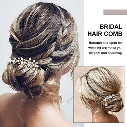 Catery Crystal Wedding Hair Comb Gold Rhinestone Bridal Hairpieces Bridesmiad Clips Accessories for Brides and Women (Gold) - color: B Gold