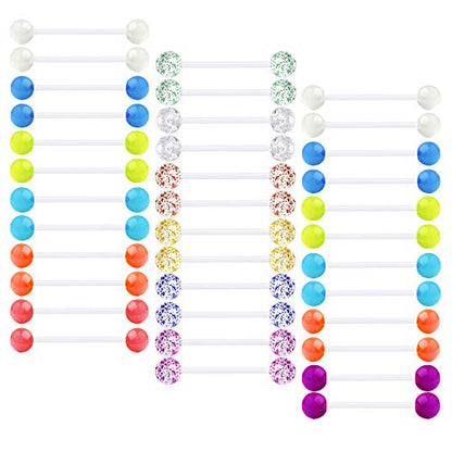 MODRSA 14g 16g Nipple Rings Tongue Rings 14 Gauge Surgical Steel Nipple Bar Barbell 14mm 16mm 18mm Silver Rose Gold Black Tongue Piercing Jewelry for Women Men - color: C2 - Mix Plastic - 3/4" (18mm)