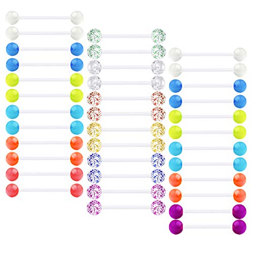 MODRSA 14g 16g Nipple Rings Tongue Rings 14 Gauge Surgical Steel Nipple Bar Barbell 14mm 16mm 18mm Silver Rose Gold Black Tongue Piercing Jewelry for Women Men - color: C2 - Mix Plastic - 3/4" (18mm)