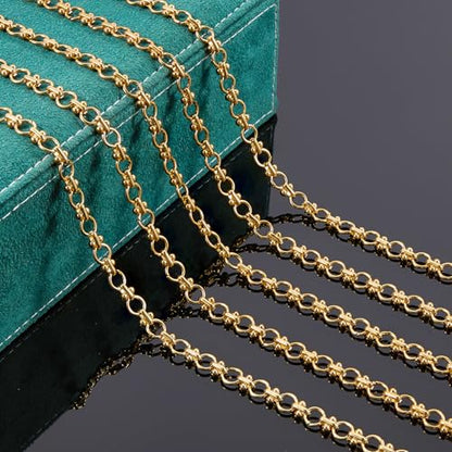 UMAOKANG 2 Meters Gold Plated Stainless Steel Chains for Jewelry Making Circle Link Chain on Spool with Jump Rings and Lobster Clasps - color: Circle Gold