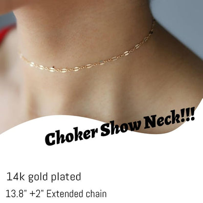 Dainty Choker Necklace for Women 18K Gold Plated Shining Dots Box Chain Sparkle Necklaces Cute Paperclip Link Herringbone Necklace Exquisite Jewelry Gifts for Mom Girlfriend - style: Lip GD