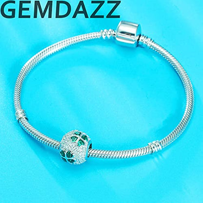GEMDAZZ 925 Sterling Silver Valentines Day Charms Heart Charms, I Love You to The Moon and Back Pendant, Cupid Arrow and 4 Leaf Clover Beads fit European Bracelets, Gift for Lover/Wife/Girls - color: Lucky Green 4 Leaf Clover Charm