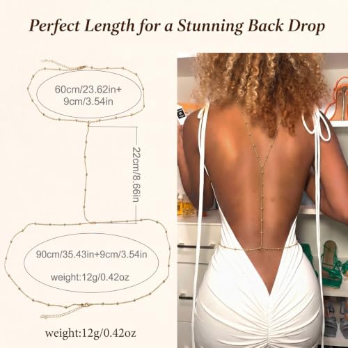 Back Necklace for Backless Dress Rhinestone Body Chain Jewelry for Women Backdrop Necklace Bridal Dress Crystal Wedding Jewelry Gift - color: A6：beaded
