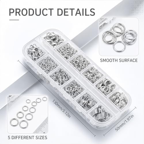 1200 Pcs Jump Rings for Jewelry Making, Open Jump Rings with Pliers, Tweezer and Lobster Clasps for Necklace Repair and Bracelet Making (Silver) - color: Silver