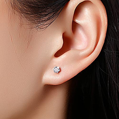 KISSPAT 6 Pairs Small Gold Stud Earrings Set for Women Hypoallergenic Silver post Tiny Stud Earrings Multiple Pack - color: D