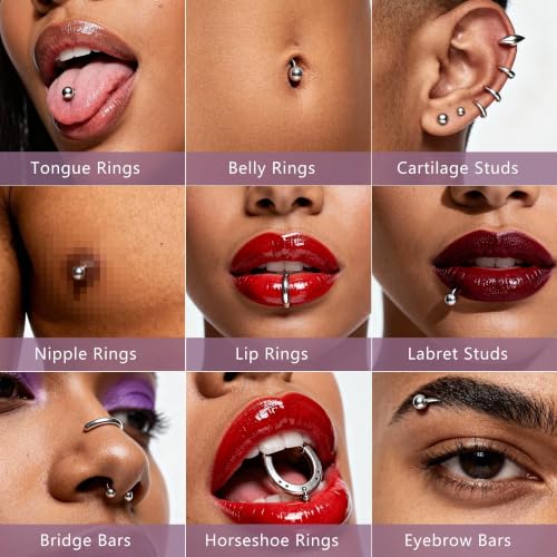 80pcs 16G/14G 316L Surgical Steel Piercing Balls Spikes for Externally Threaded Piercing Jewelry Men Women Piercing Barbell Parts for Eyebrow Nose Ear Lip Tongue Nipple Navel Belly Body Jewelry - size: 16G-3mm