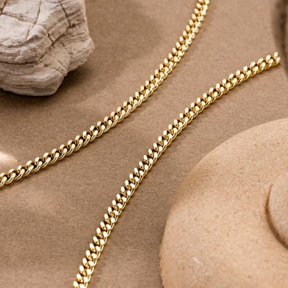14K Gold Necklaces for Women Men 4.5mm Cuban Gold Chain Necklace | 14K Gold Cuban Link Chain for Men Chunky Gold Necklace for Women Non Tarnish Strong yet Refined Golden Charm Necklace 16-24in - size: 24in
