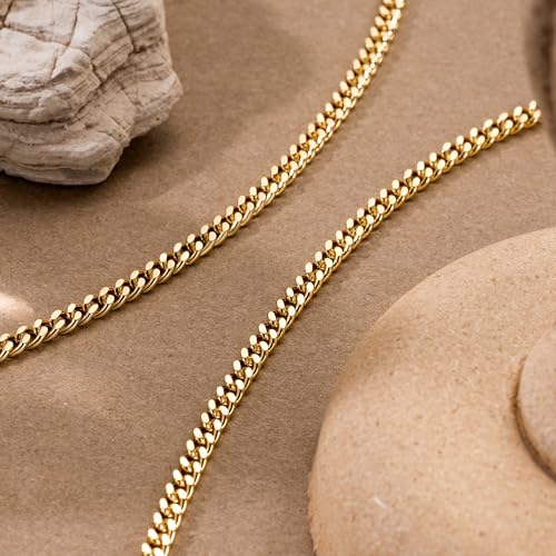 14K Gold Necklaces for Women Men 4.5mm Cuban Gold Chain Necklace | 14K Gold Cuban Link Chain for Men Chunky Gold Necklace for Women Non Tarnish Strong yet Refined Golden Charm Necklace 16-24in - size: 20in
