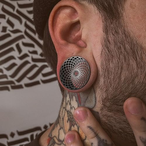 1 Pair New Classic gauges Ear Plugs Tunnels Hypoallergenic 316 Stainless Steel Ear Gauges 8mm-25mm (0G-1") Body Piercing Jewelry - color: Black-1407, size: 5/8" (16mm)