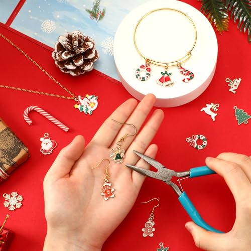 MARFOREVER 40Pcs/20 Pairs Christmas Charms, Christmas Gold Enamel Charms | Christmas Charms for Jewelry Making, Metal Alloy Xmas Charm Pendants for Bracelet Necklace Earrings Making Accessories DIY - style: Christmas