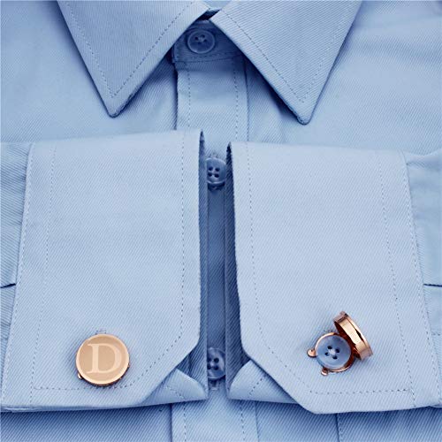 HAWSON Men's Letter Initial Button Cover Cufflinks Letter Rose Gold/Silver Suitable for Formal Business Shirt Letter A-Z - color: Rose Gold Color - D