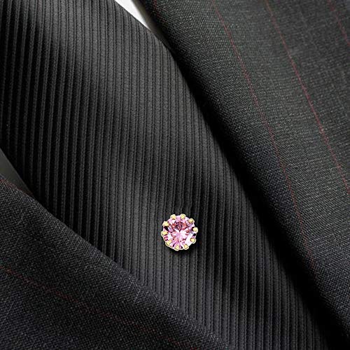 HAWSON Mens Tie Tack with Chain Round Crystal Wedding Business Accessories - color: Gold + Light Rose