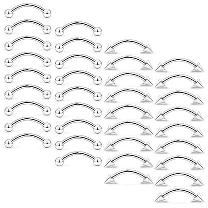 16G Surgical Steel Daith Rook Earring 8mm 10mm Curved Barbell Belly Lip Ring Eyebrow Rings Piercing Jewelry for Women Men