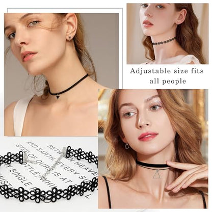Choker Necklace for Women, Choker Necklaces for Woman, Black Choker, Chokers for Women - color: Black 10pcs