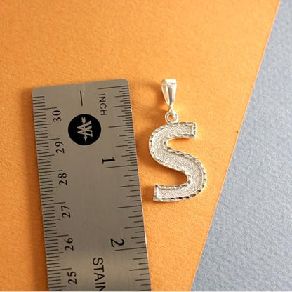 Personalized 1.0 Inch Solid.925 Sterling Silver Initial A-Z Charm - style: B