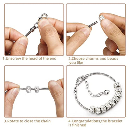 20 Pieces Snake Chain Charm Bracelet with Bracelet Helper Adjustable Snake Charm Bracelet Chains with Heart Lobster Clasp Extender Chain DIY Bracelet Chain for Women Jewelry Making Gifts Supplies - color: 20Pcs Snake Chain Bracelet with Bracelet Helper