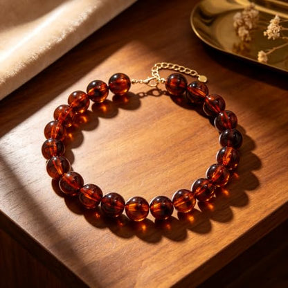 Chunky Necklaces for Women Trendy 20MM Large Resin Beaded Necklace Bold Statement Chunky Choker Necklace Boho Beads Summer Beach Jewelry - color: Oversized Bead Necklace-Amber