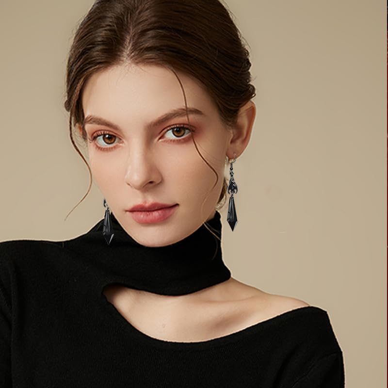 ONLYJUMP Gothic Vampire Bat Earrings Necklace Set for Women Vintage Goth Dark Bat Earrings Blood Pendant Necklaces Mystic Witch Halloween Costume Jewelry Gifts - style: Black