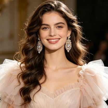 Rhinestone Drop Earrings for Women Chunky Gold Crystal Teardrop Earrings Statement Wedding Party Prom Bridal Jewelry - color: Silver